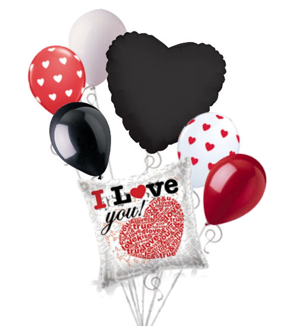 Details about  / 3 pc Cute Scribbles I Love You Heart Happy Valentines Day Balloon Bouquet Kiss