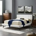 thumbnail image 2 of Contemporary Modern Urban Designer Bedroom Queen Size Platform Bed Frame, Velvet Fabric, White, 2 of 6