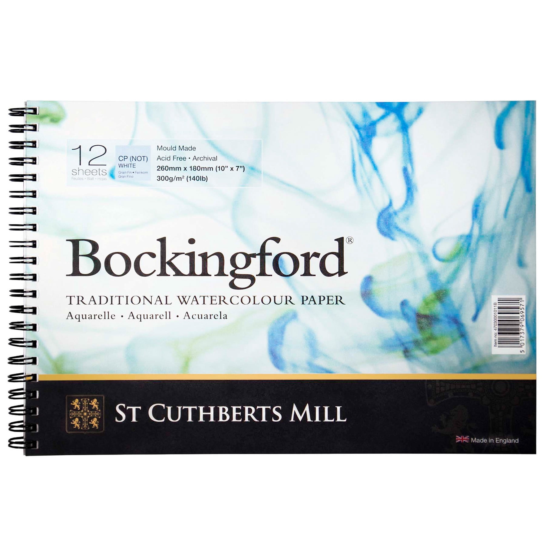 St Cuthberts Bockingford Watercolor Pad, Cold Pressed, Spiral Binding, 140lb/300gsm, 12 Sheet, 7x10 inch, Pack of 2