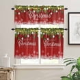 thumbnail image 2 of Merry Christmas Kitchen Curtains and Valances Set, Colored Ball Winter Snowflake Pine Branch Red Rod Pocket Window Valance Window Curtain Panels for Living Room Bedroom Laundry, 27.5x36in, 3 Pieces, 2 of 7