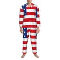 thumbnail image 3 of Balery America Flags3 Pijama para Hombre de Dos Piezas con Manga Larga, Conjunto de Dormir y Descanso Suave con Bolsillos-Small, 3 of 7