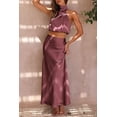 thumbnail image 2 of PRETTYGARDEN Women's 2 Piece Satin Outfits Summer Sleeveless Mock Neck Crop Tops and Long Skirt Dress Sets, 2 of 7