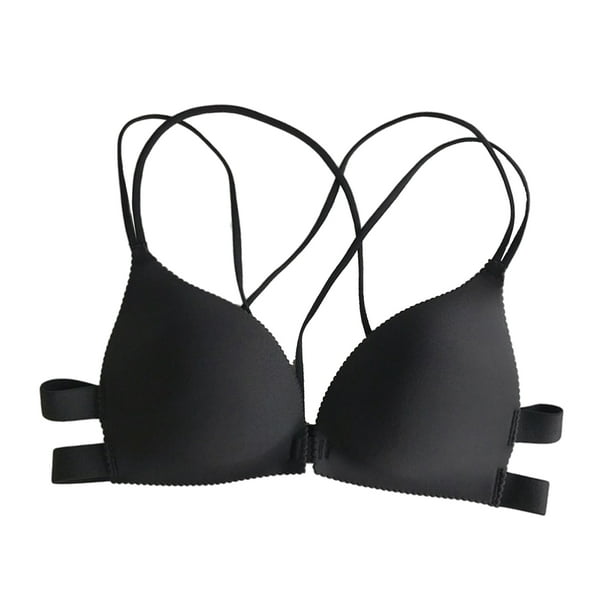 GUIMAUVE Strapless Bras for Women -Front Buckle Push-Up Bra for Small- Breasted Women,Hand-Shaped Pad Design Detachable Straps, Black, Medium :  : Clothing, Shoes & Accessories