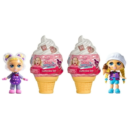 Love Diana 3.5 inch Mystery Dolls in Ice Cream Cone, 2 Pack, Children Ages 3+