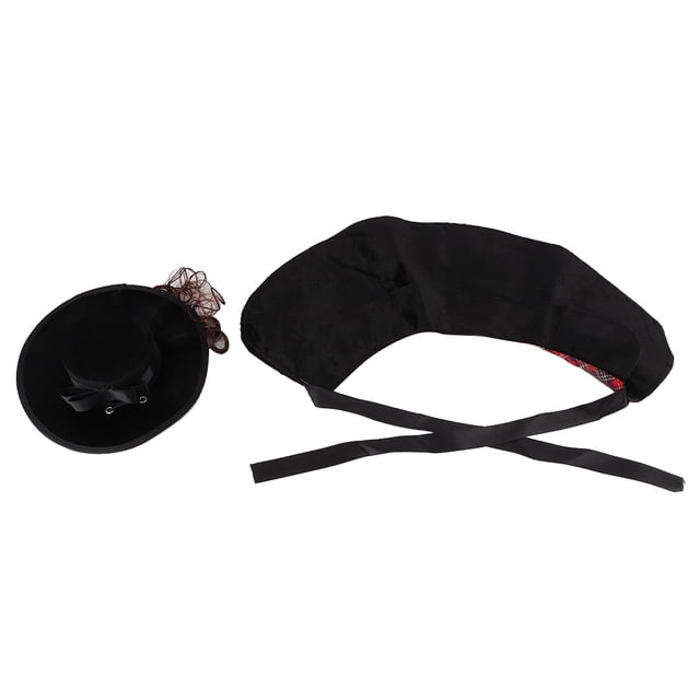 Capa, peluca y sombrero de poliéster para gatos y perros pequeños, color negro, talla L, disfraz para Halloween y Navidad para mascotas