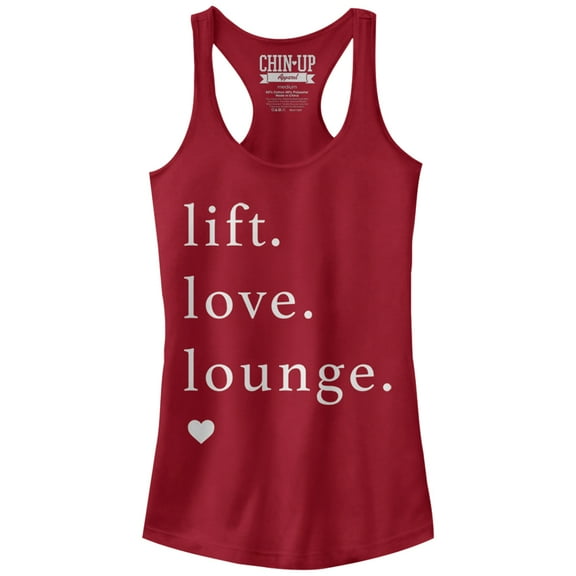 Junior's CHIN UP Lift Love Lounge Racerback Tank Top Scarlet Medium