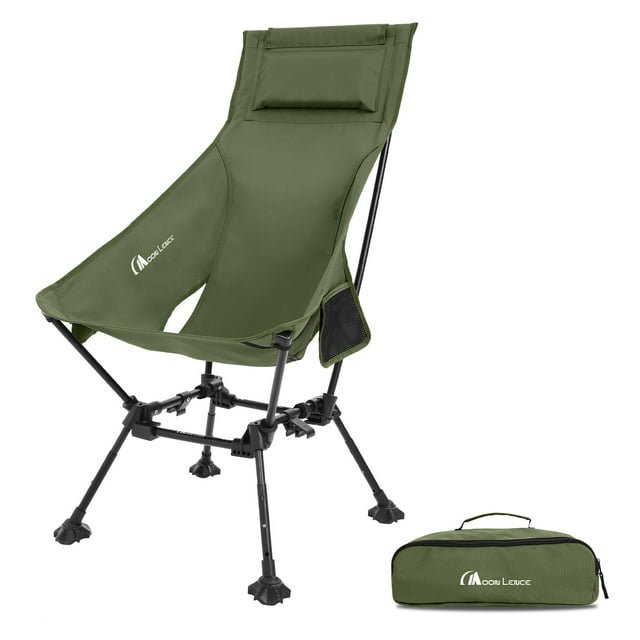Silla de Camping MOON LENCE Plegable de Respaldo Alto y Ajustable Verde
