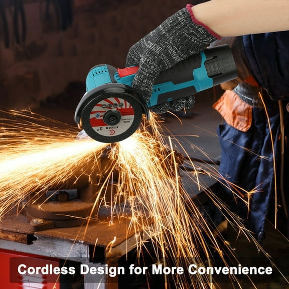Happydeer Angle Grinder Tool, Mini Handheld Angle Grinder, Cordless Electric Angle Grinding Tool 12V 19500RPM with 2PCS 2000mAh Battery, 2pcs Grinding Disc