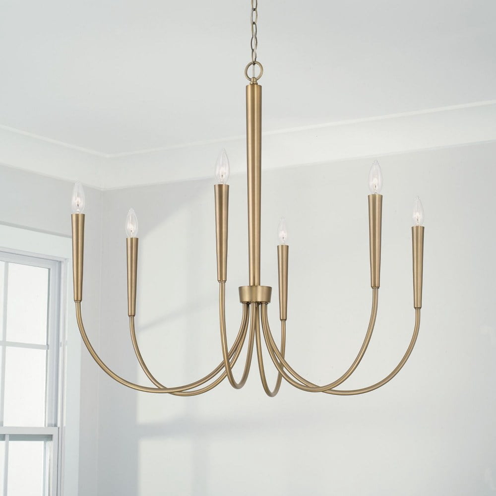 6 Light Chandelier In Modern Style-30.75 Inches Tall And 33 Inches Wide-Aged Brass Finish    -Traditional Installation Capital Lighting 445961Ad