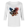 thumbnail image 7 of Women Patriotic Graphic Tee, USA 250th Anniversary Printed Round Neck Casual Top, Three Quarter Sleeve Pullover Blouse, Soft Polyester Loose Fit, Independence Day Summer Outfit, 7 of 7