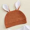 thumbnail image 6 of UngA My First Easter Baby Boy Outfit Bunny Short Sleeve Romper Pants Hat Infant Onesie Newborn Spring Summer Clothes (Brown,9-12 Months), 6 of 7