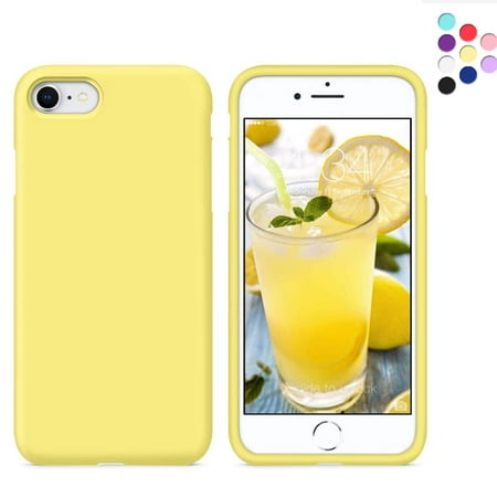 Silicone Case for iPhone Se and iPhone 8 and iPhone 7 - Liquid Silicone Phone Case (Yellow)