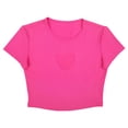 thumbnail image 6 of HDE Women's Heart Cut Out Crop Top Short Sleeve T Shirt Hot Pink - M, 6 of 6