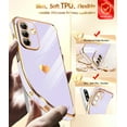 thumbnail image 3 of LeYi for Galaxy A26-5G Case: with Tempered Glass Screen Protector [2 Pcs]+ Full Camera Lens Protection,Love Heart Plating Cute Luxury Soft TPU Shockproof Case for Samsung A26 5G,Purple, 3 of 7