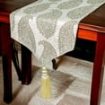 thumbnail image 6 of The HomeCentric Luxury Silver 8 - 10 Seater Table Runner 14 x 120 inch, Embroidery, Foil, Beaded, Tassels, Jacquard, Paisley, Table Runner for Dining, Outdoor, Kitchen, Contemporary - Paisley Sparkle, 6 of 10