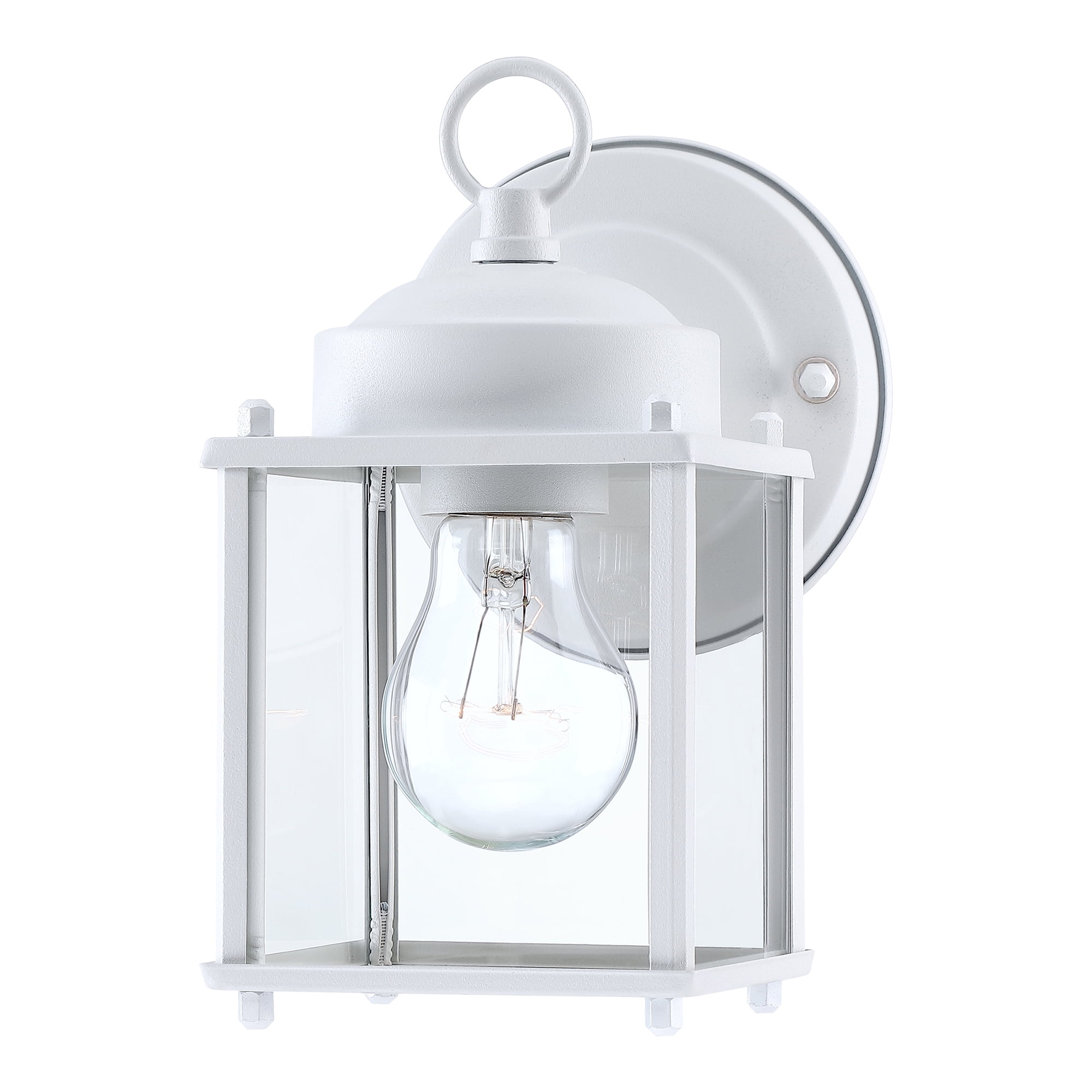 2-Pack 1-Light Outdoor Wall Light with Matte White and Clear Glass Shade
