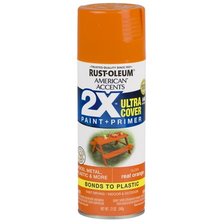 American Accents Paint - (3 Pack) Rust-Oleum American Accents Ultra Cover 2X Gloss Real Orange Spray Paint and Primer in 1, 12 oz