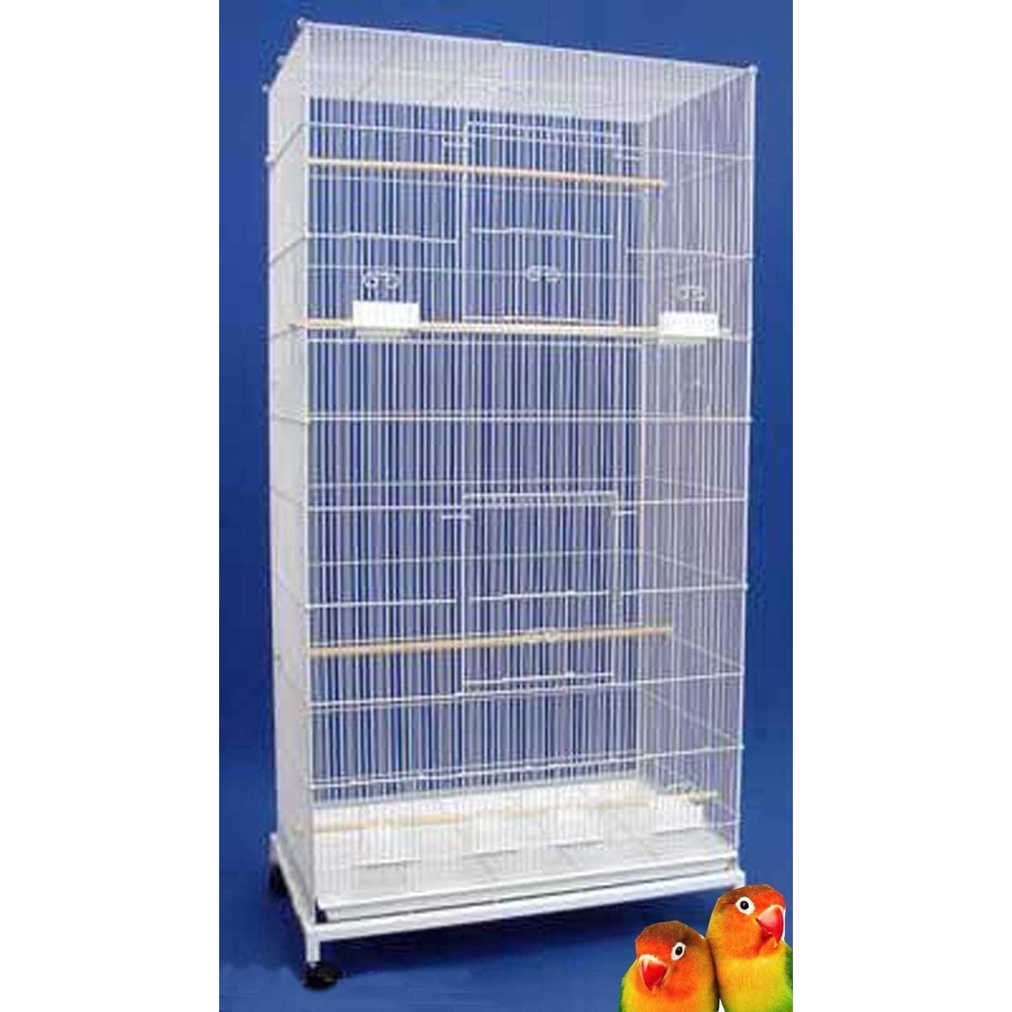 55" Extra Large Tight 3/8-inch Bar Spacing Cage Multiple Flight Bird Breeding Breeder with Removable Rolling Stand For Aviary Budgie Canary Finches
