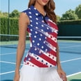 thumbnail image 5 of Uorisanigo Fashion American Flag Womens Golf Shirt Soft Polyester Spandex Fabric Womens Golf Shirt Sleeveless Patriotic Zip Up Shirts Quick Dry Outing Wear Size XL, 5 of 7