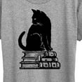 thumbnail image 3 of Instant Message - Black Cat On Books - Women's Short Sleeve Graphic T-Shirt, 3 of 6