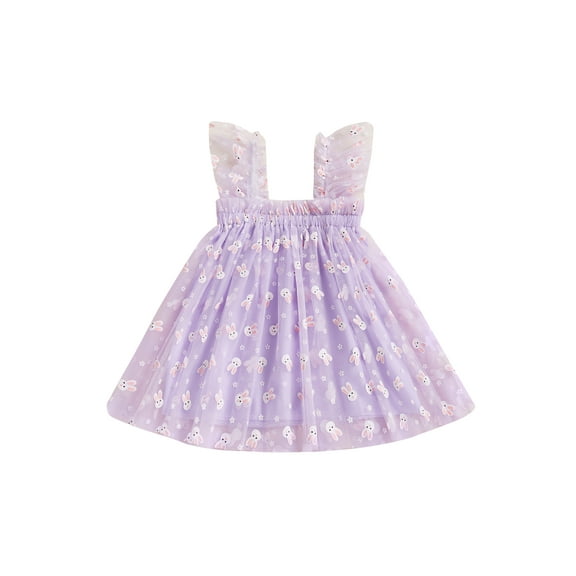Nygoyerh Toddler Girls Sleeveless Dress Easter Outfit Casual Summer Carrot/Rabbit Print Mesh Tulle Cute Dresses Infant Clothes 6M 9M 12M 18M 2T 3T 4T