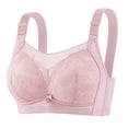 thumbnail image 2 of Ahuyic Womens Bra,Summer Plus Size Bra,Womens Ribbon-free Lace Stitching Large Shoulder Strap Bra Gathers Underwear Daily Bra,Pink,XXL, 2 of 4