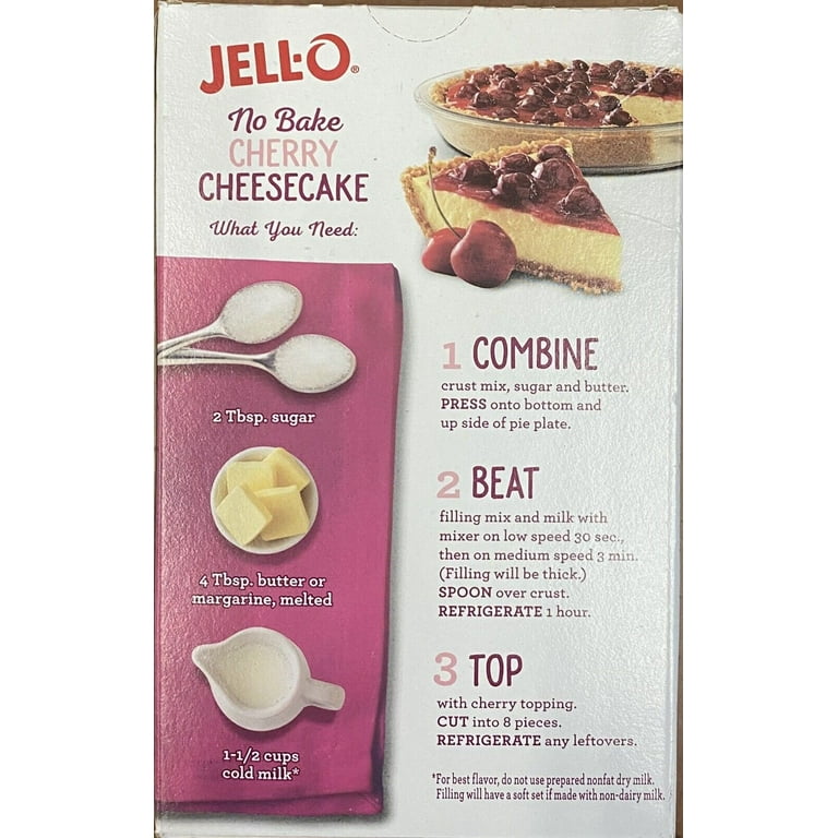 2x Jello No Bake CHERRY CHEESECAKE Jell-O 17.8 oz Box - 2 PACK
