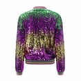 thumbnail image 5 of YOIAVAIOY Womens Zip Up Cropped Jacket Sparkle Sequin Bomber Jackets Shiny Party Club Coat Disco Y2K 90s Streetwear Purple M, 5 of 6