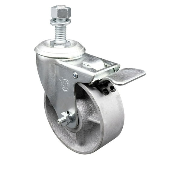 Semi Steel Swivel TS Caster -4" Wheel&12MM Stem w/Total Lock BRK