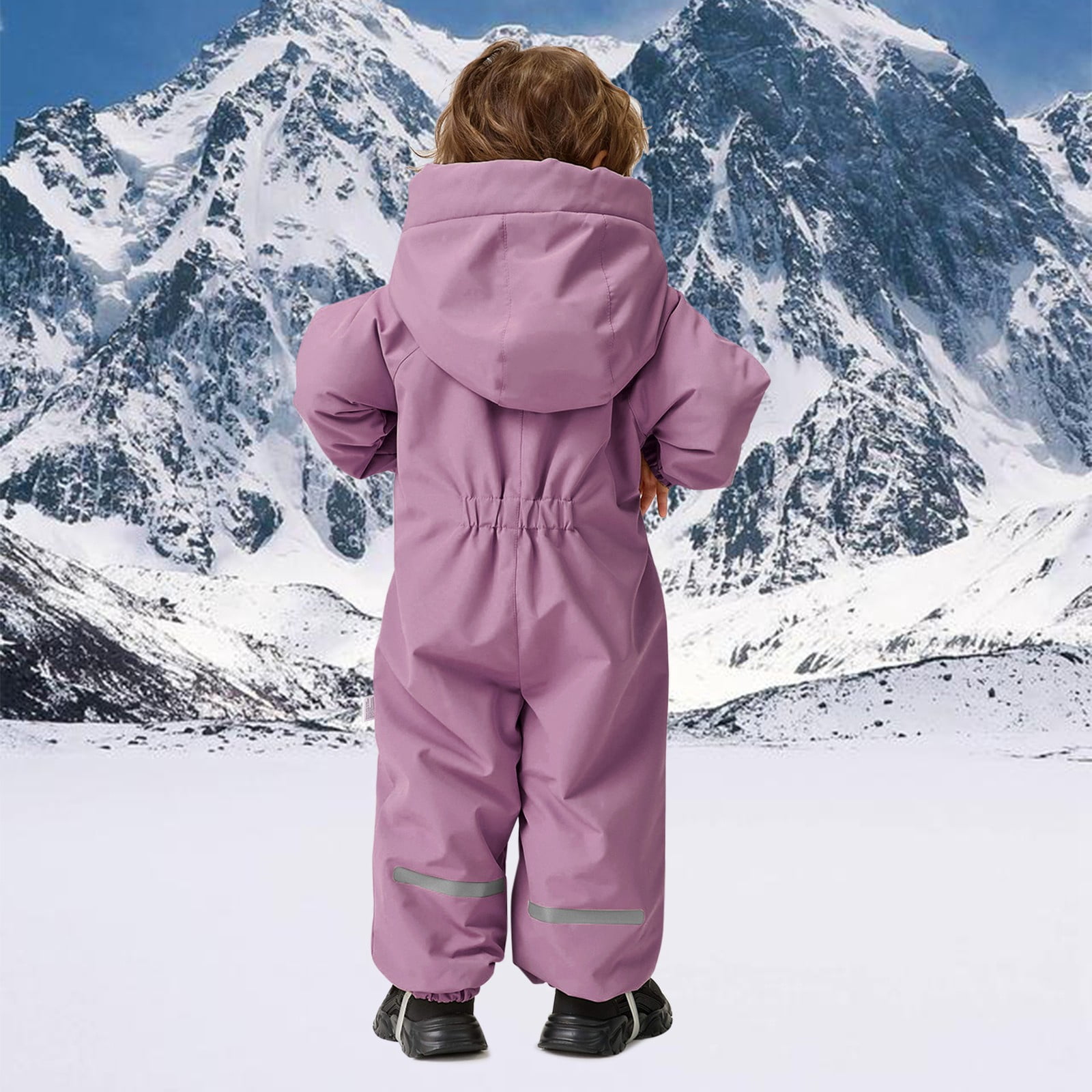 KAUOD Boys Girls One Piece Snowsuits Fleece-Lined Hooded Insulated Ski Jumpsuits Front Pockets Side Zipper Snowboard Suits