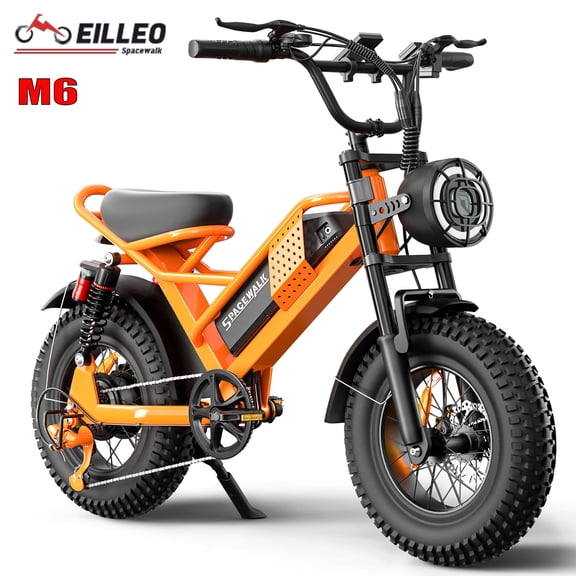 Eilleo Spacewalk M6 Electric Bike for Teens Adults, 16" Fat Tire Ebike with 750W Motor, 21.7 mph Max Speed, 48V 15Ah Removable Battery, 4X Suspension, UL2849