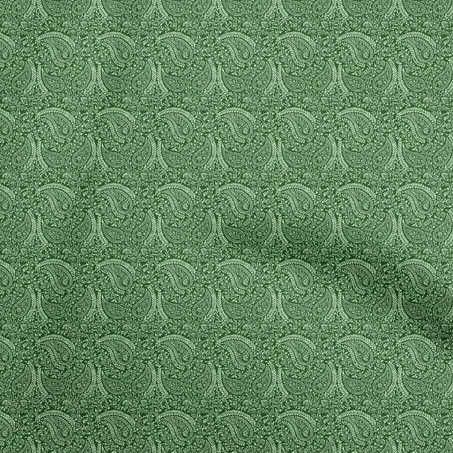 oneOone Polyester Spandex Green Fabric Paisley Sewing Material Print Fabric By The Yard 56 Inch Wide