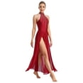 thumbnail image 4 of Sinleey Robe de Danse Lyrique Sans Manches pour Femmes avec Strass Étincelants Robe Maxi Fendue pour Danse de Salon Bourgogne TTG, 4 of 6