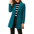 thumbnail image 1 of INSPIRE CHIC Manteau Long Classique pour Femme à Revers Cranté, Manches Longues, m Bleu Lac, 1 of 7
