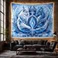 thumbnail image 6 of Snow Leopard and Blue Dragon with Glowing Crystal in Mystical Energy, Moody Fantasy for Wildlife Lovers, Ornate Celestial Artwork, Halloween Gift Tapestry Wall Hanging for Bedroom and Dorm, 6 of 7