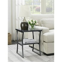 Modern End Table, Living Room Side Table, Slate Gray Metal Frame
