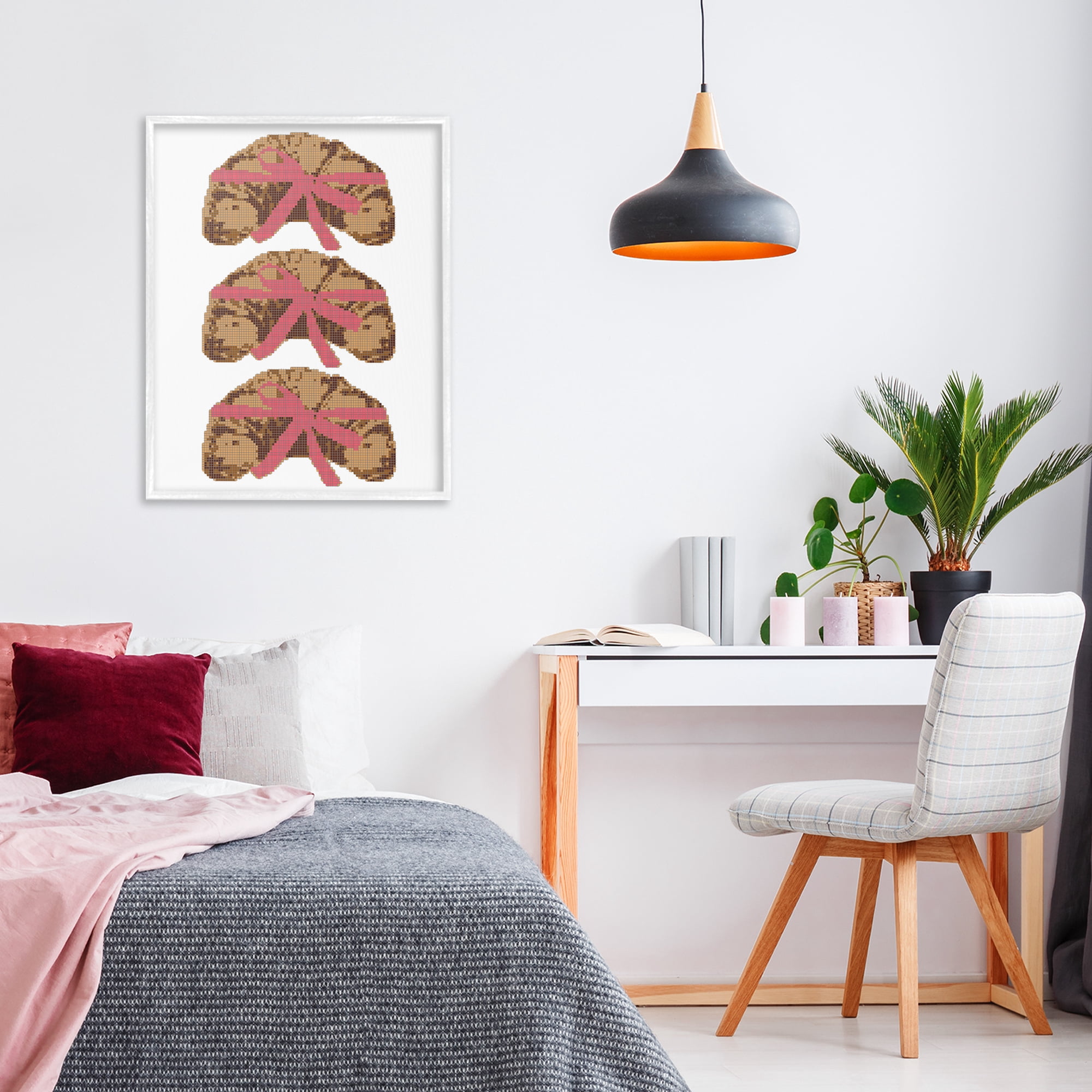 Stupell Industries Trio of Ribbon Croissants White Framed Giclee Art, design by Lil' Rue