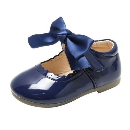 

Kids Sandals Dress Wedding Bowknot Princess Party School Low Heel Sandal Blue 29 5.5Y-6Y