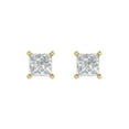 thumbnail image 3 of 1.0 Ct Princess Cut Studs White Sapphire 18K Yellow Solid Solid Gold Everyday Dainty Earrings Push Back, 3 of 7