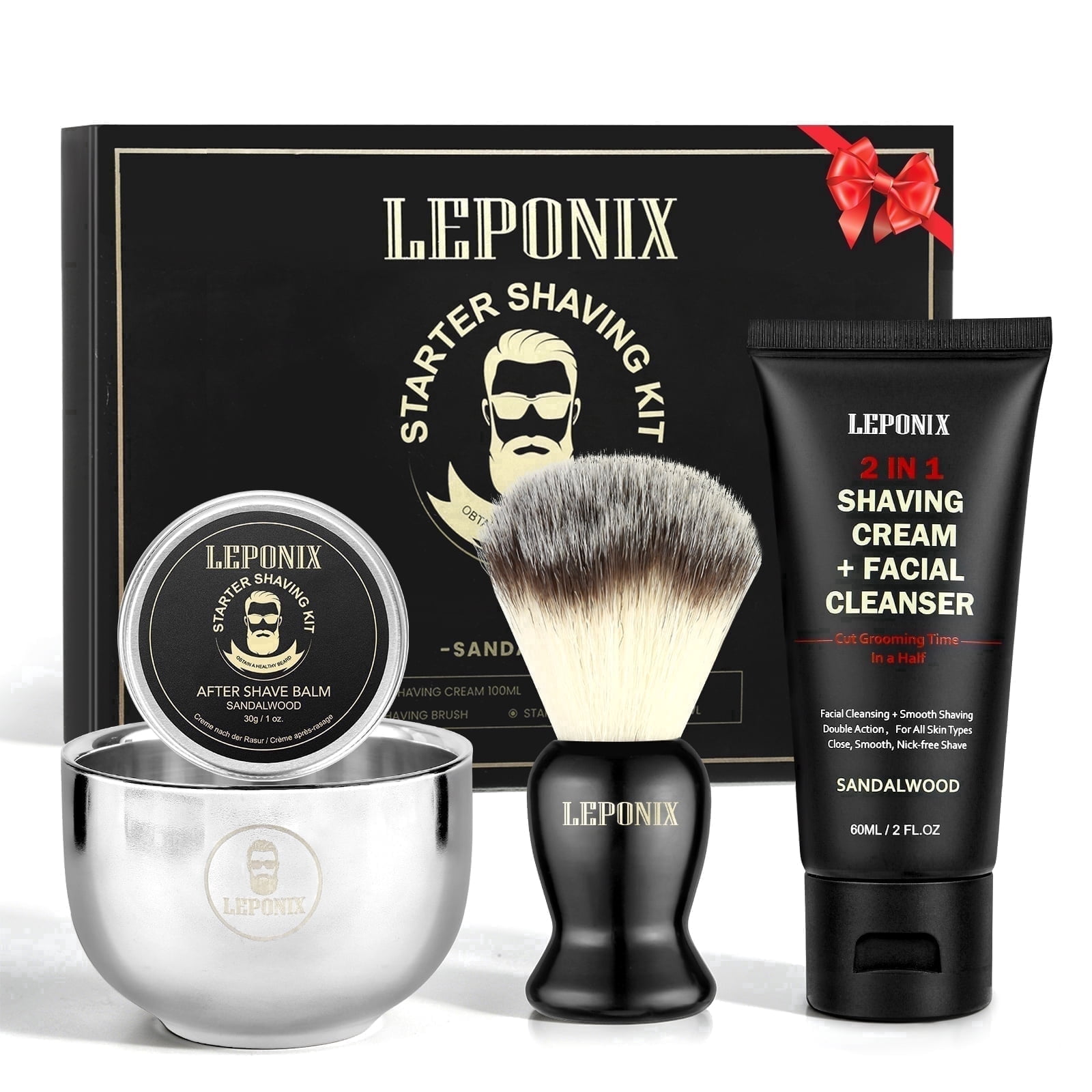 LEPONIX Shaving Kit for Men with Safety Razor, Sandalwood Cream
