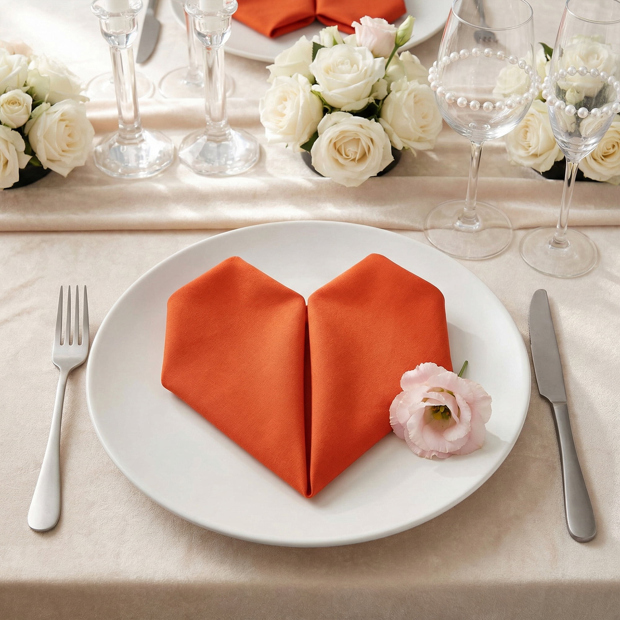 Unique Bargains 12Pcs Cotton Washable Reusable Events Cloth Napkins Orange 16x16inch