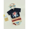 thumbnail image 3 of Baby Girl Clothes Boho Cow Print Short Sleeve T Shirt Top + Bloomer Shorts Set Infant Summer Outfits, 3 of 8
