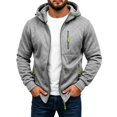thumbnail image 2 of Vxararl Casual Hoodies for Men Casual Athletic Hoodies Fall Winter Workout Clothes Long Sleeve Sweatshirt Tactical Jackets with Zipper Pockets Mens Zip Up Hoodie Gray 2xL, 2 of 4