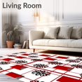 thumbnail image 2 of ODIKA 5'x7' Machine Washable Non-Slip Area Rug, Festive Winter Hearth Checkered Welcome Surface High Traffic Rug with Pad, Red, 615859, 2 of 8