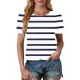 thumbnail image 6 of WRKEKC Summer Tops for Women Trendy Casual Gradient Crew Neck Puff Short Sleeve T-Shirt for Spring and Summer Daily Wear, 6 of 8