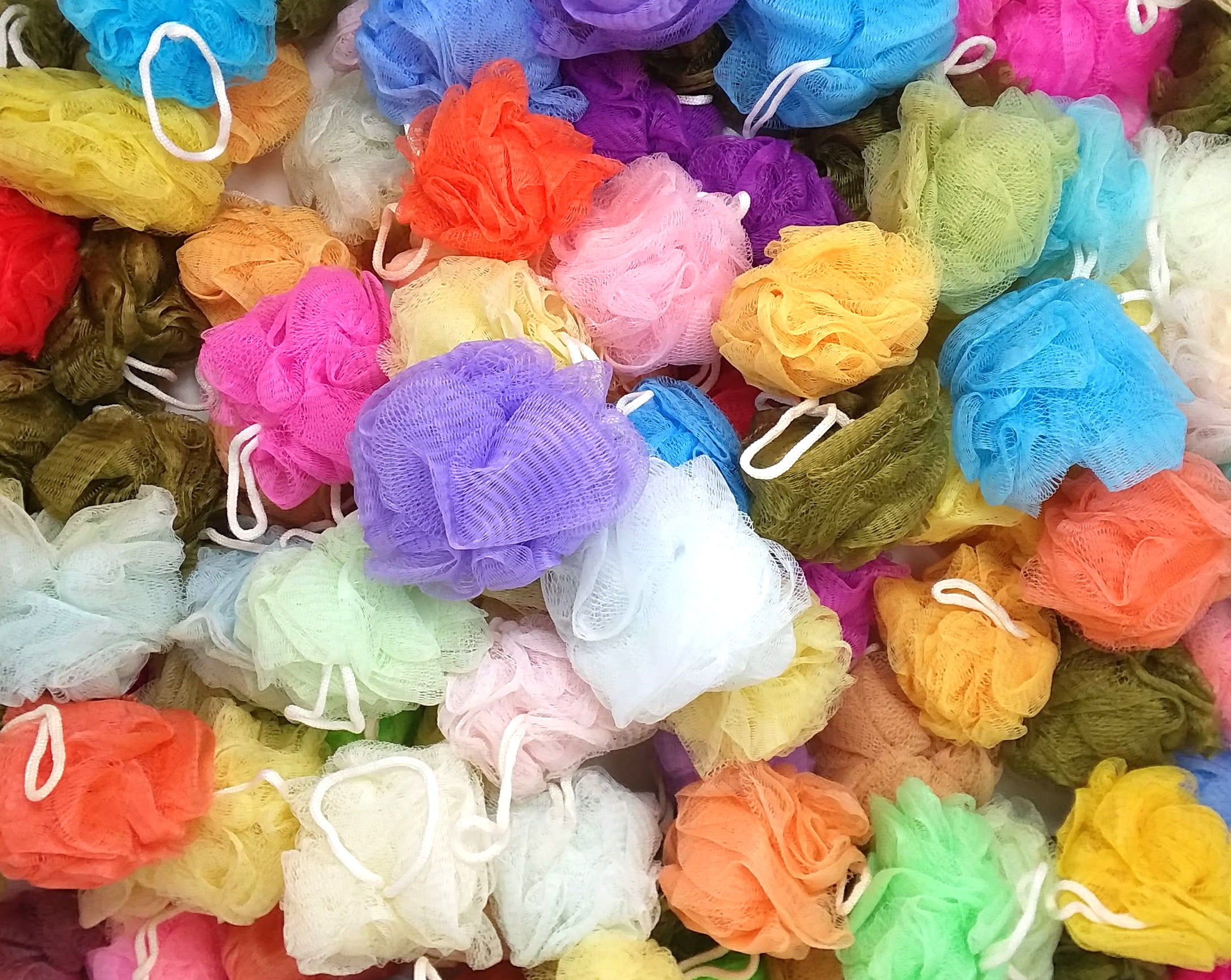 20 Bath or Shower Sponge Loofahs Pouf Mesh Assorted Colors WHOLESALE