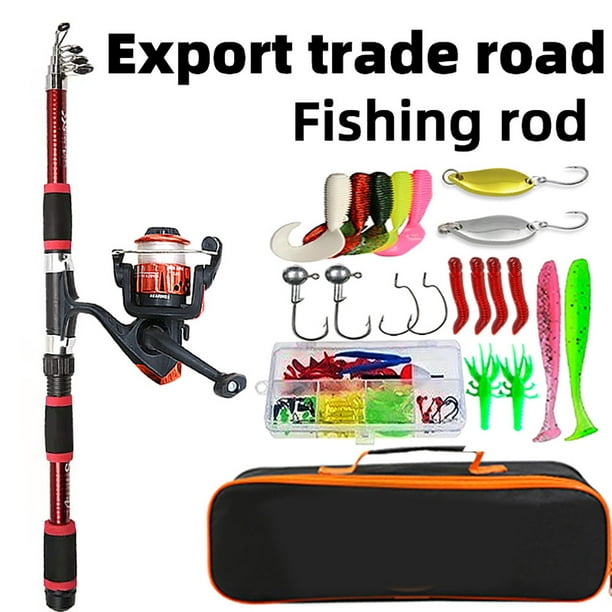 Edtara Travel Fishing Gear Set Long Casting Spinning Fishing Reel Ultralight Carbon Rod Fishing Tackle For Beginners 1 Set