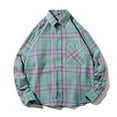 thumbnail image 3 of WREESH Men's Plaid Shirt Fashion Casual Long Sleeve with Pockets Button Down Shirt in a Classic Plaid Print Green, 3 of 5