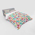thumbnail image 3 of Fish Duvet Cover Set, Colorful Silhouettes of Fish Pattern Nautical Illustration with Simplistic Animals, Bedding Set with Shams and Fitted Sheet, 3 Sizes, by Ambesonne, 3 of 3