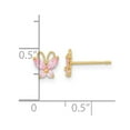 thumbnail image 2 of Auriga 14k Yellow Gold Pink CZ Butterfly Stud Earrings for Women(L- 6.6mm, W- 6.3mm), 2 of 5